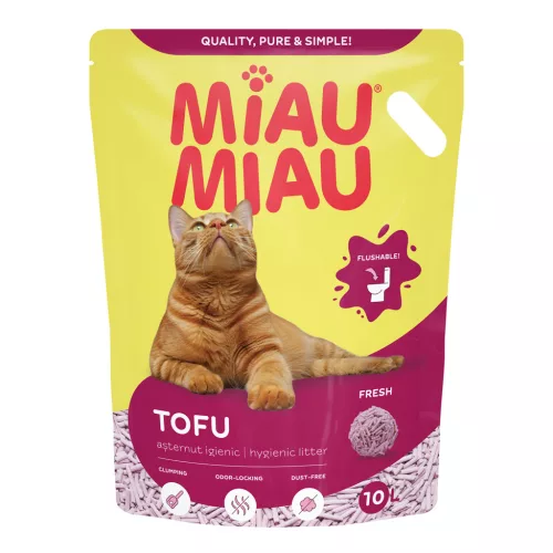 Miau Miau Așternut aglomerant tofu pentru litieră, fresh 10 l