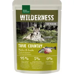   Real Nature Wilderness Hrană umedă pentru câini senior, cu pui și somon 100 g