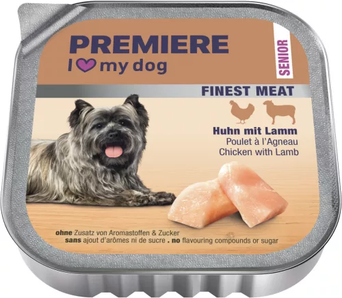 Premiere Finest Meat Hrană umedă pentru câini senior, cu pui și miel 150 g