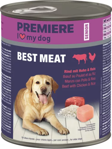 Premiere Best Meat Hrană umedă pentru câini senior, cu vită și pui 800 g