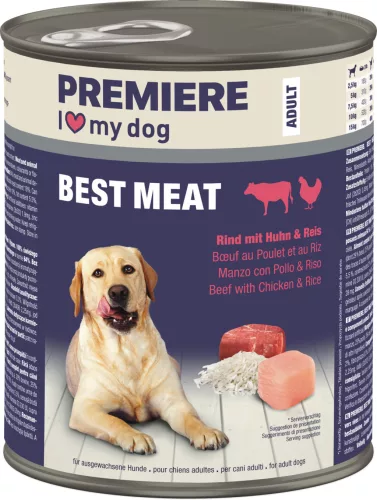 Premiere Best Meat Hrană umedă pentru câini adulți, cu vită și pui 800 g