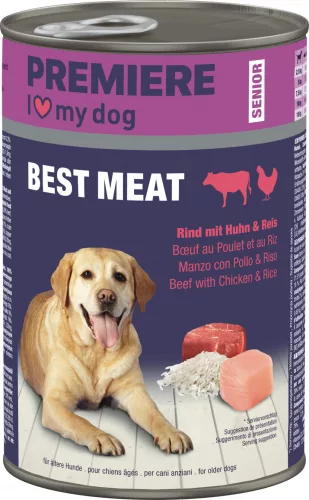 Premiere Best Meat Hrană umedă pentru câini senior, cu vită și pui 400 g