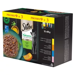   Sheba Nature's Collection Hrană umedă pentru pisici adulte cu mix carne în sos 12x85 g
