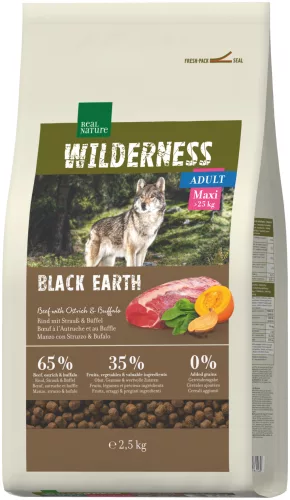 Real Nature Wilderness Hrană uscată pentru câini adulți de talie mare, cu vită, struț și bivol 2,5 kg