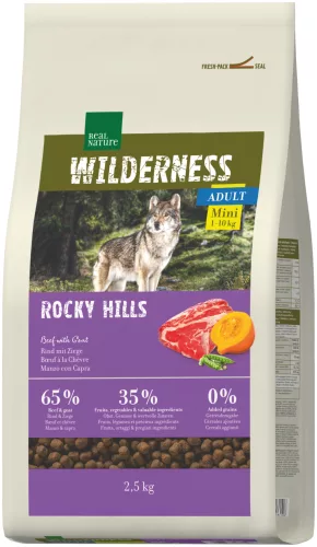 Real Nature Wilderness Hrană uscată pentru câini adulți de talie mică, cu vită și capră 2,5 kg