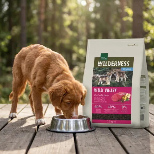 Real Nature Wilderness Hrană uscată pentru câini junior, cu vită și cal 2,5 kg