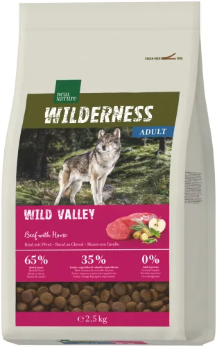 Real Nature Wilderness Hrană uscată pentru câini adulți, cu vită și cal 2,5 kg