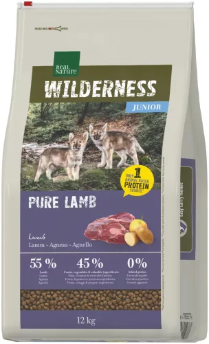 Real Nature Wilderness Hrană uscată pentru câini junior, cu miel 12 kg