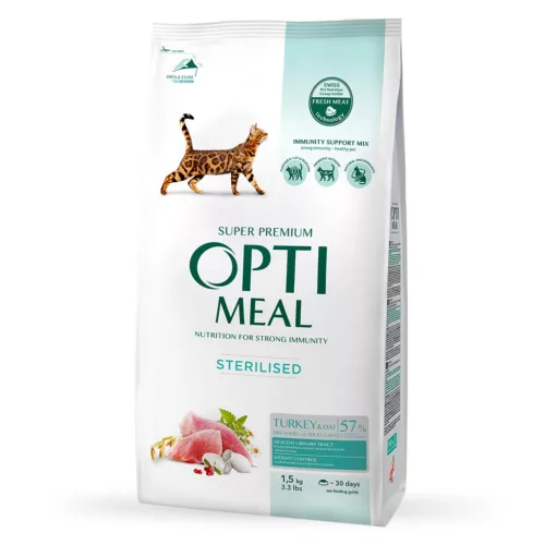 Optimeal Hrană uscată super-premium pentru pisici adulte cu curcan și ovăz 1,5 kg
