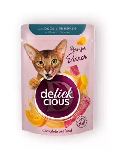 Delickcious Fâșii cu rață și dovleac în supă cremă 85 g