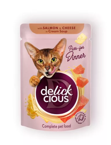Delickcious Fășii cu somon și brânză în supă cremă 85 g