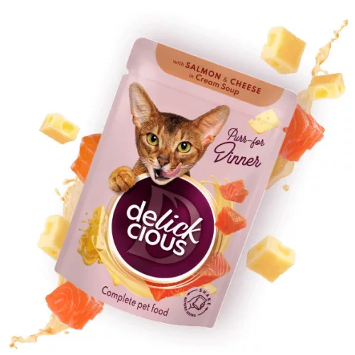 Delickcious Fășii cu somon și brânză în supă cremă 85 g