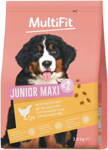 MultiFit Maxi Hrană uscată pentru câini juniori cu pasăre și orez 2,5 kg
