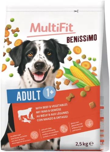 MultiFit Benissimo Hrană uscată pentru câini adulți cu vită și legume 2,5 kg
