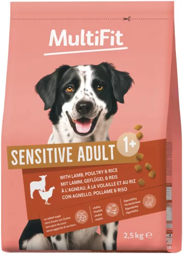 MultiFit Sensitive Hrană uscată pentru câini adulți cu miel și orez 2,5 kg