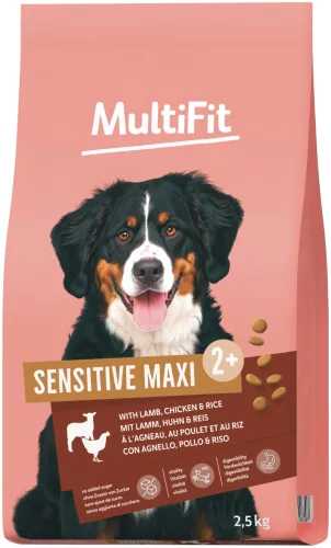 MultiFit Sensitive Maxi Hrană uscată pentru câini adulți cu miel și orez 2,5 kg