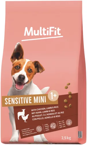 MultiFit Sensitive Mini Hrană uscată pentru câini adulți cu miel și orez 2,5 kg