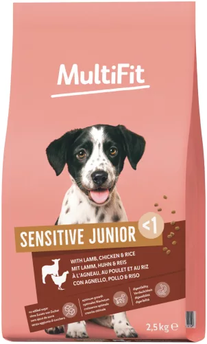 MultiFit Sensitive Hrană uscată pentru câini juniori cu miel și orez 2,5 kg