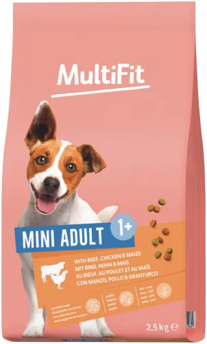 MultiFit Mini Hrană uscată pentru câini adulți cu vită și pui 2,5 kg