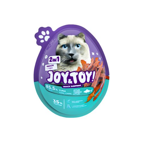 JOY&TOY! Chips Recompensă pentru pisici 2 în 1 felii cu ton și jucărie surpriză 20 g  