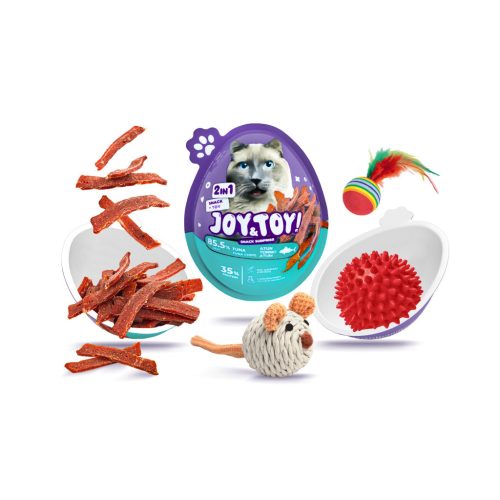 JOY&TOY! Chips Recompensă pentru pisici 2 în 1 felii cu ton și jucărie surpriză 20 g  
