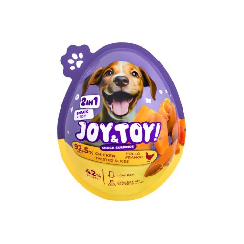 JOY&TOY! Twisted Slices Recompensă pentru câini 2 în 1 felii cu pui și jucărie surpriză 20 g