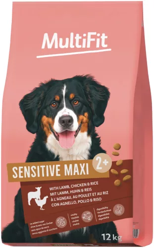 MultiFit Sensitive Maxi Hrană uscată pentru câini adulți de talie mare, cu miel și orez 12 kg