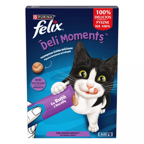 Felix Deli Moments Recompense lichide pentru pisici cu rață 4x10 g