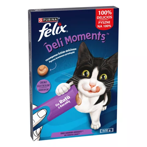 Felix Deli Moments Recompense lichide pentru pisici cu rață 4x10 g