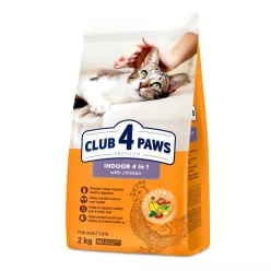   Club 4 Paws Indoor Hrană uscată premium pentru pisici adulte, cu pui 2 kg