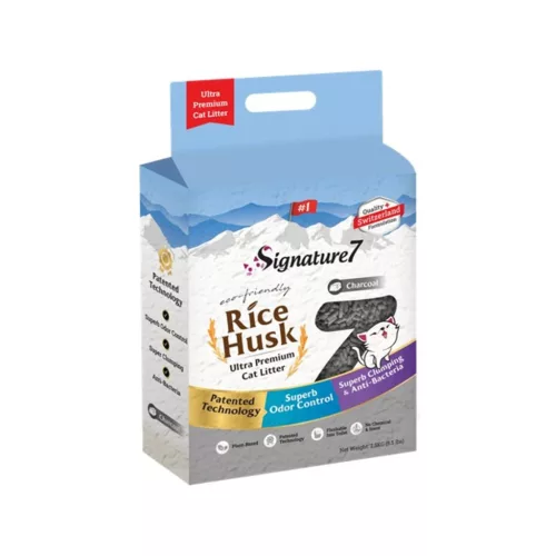 Signature7 Rice Husk Așternut aglomerant pentru litieră cu cărbune activ 7 L