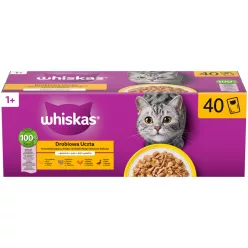   Whiskas Hrană umedă pentru pisici adulte, selecții de pasăre în aspic 40 x 85 g