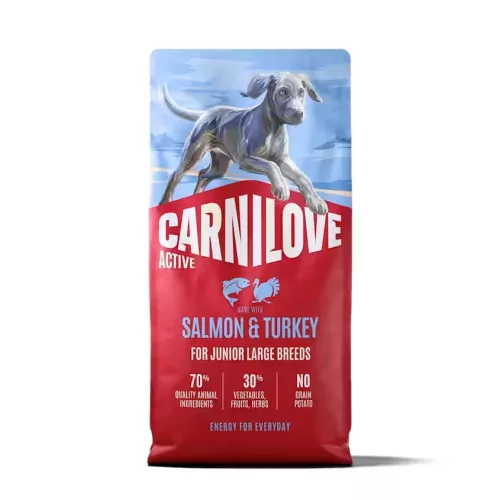 Carnilove Active Hrană uscată pentru câini junior de talie mare, cu somon și curcan 1,5 kg