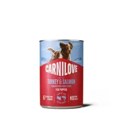   Carnilove Hrană umedă pentru câini junior, cu curcan și somon 400 g
