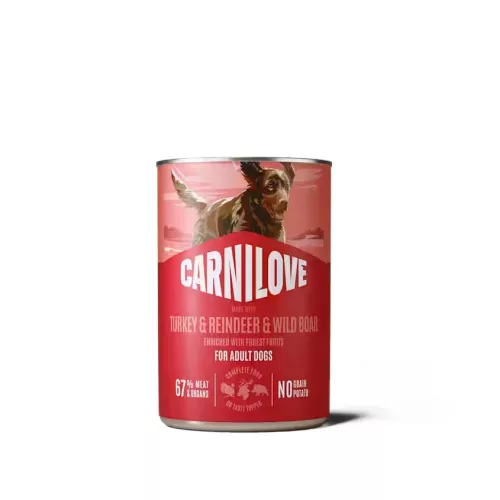 Carnilove Hrană umedă pentru câini adulți, cu curcan, ren și mistreț 400 g