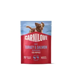   Carnilove Hrană umedă pentru câini junior, cu curcan și somon 300 g