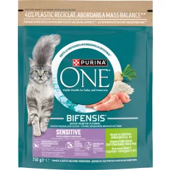   Purina One Sensitive Hrană uscată pentru pisici cu curcan și orez 750 g