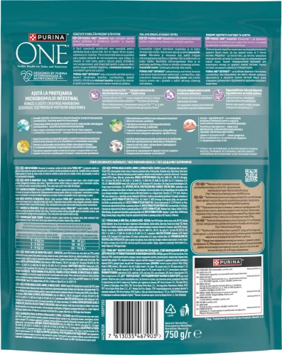 Purina One Sensitive Hrană uscată pentru pisici cu curcan și orez 750 g