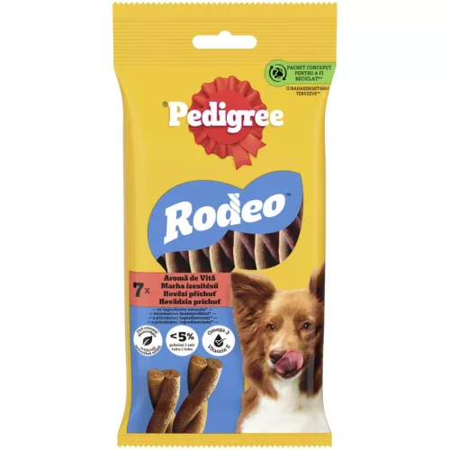 Pedigree Rodeo Recompense pentru câini cu vită 7 buc. 123 g