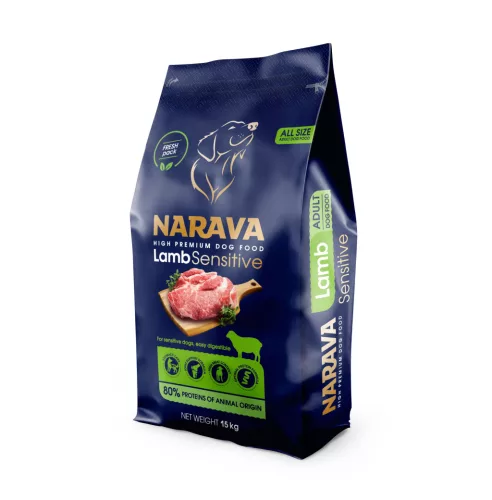 Narava Sensitive Hrană uscată pentru câini adulți cu miel 15 kg