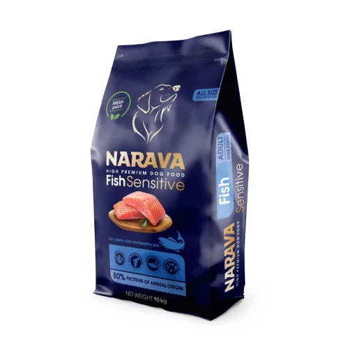 Narava Sensitive Hrană uscată pentru câini adulți cu pește 15 kg