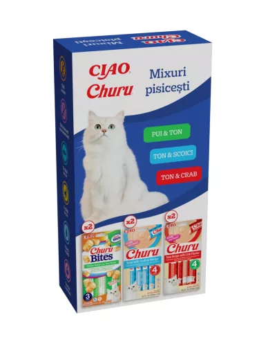 Churu Recompensă pentru pisici cu mix de carne 16x14 g + 3x20 g