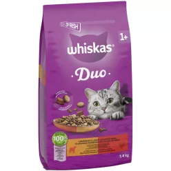   Whiskas Duo Hrană uscată pentru pisici adulte cu miel și curcan 1,4 kg
