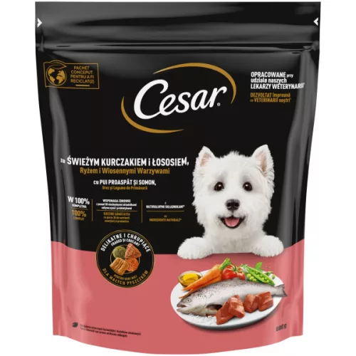 Cesar Hrană uscată pentru câini adulți de talie mică, cu pui şi somon 800 g