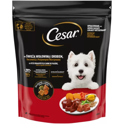 Cesar Hrană uscată pentru câini adulți de talie mică, cu vită şi pasăre 800 g