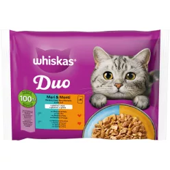   Whiskas Duo Hrană umedă pentru pisici adulte cu selecții de pește în aspic 4 x 85 g