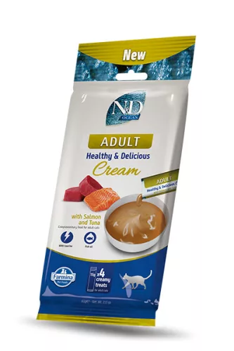 N&D Ocean Recompense cremoase pentru pisici cu somon și ton 4 x 15 g
