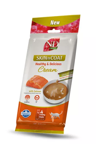 N&D Quinoa Skin & Coat Recompense cremoase pentru pisici cu somon 4 x 15 g