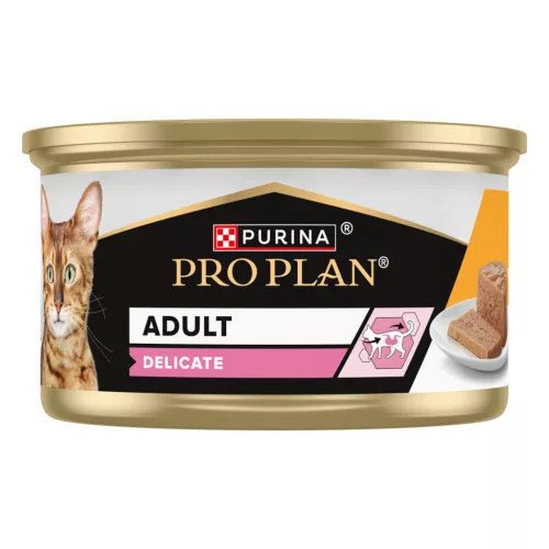 Pro Plan Delicate Digestion Hrană umedă pentru pisici adulte, cu pui 85 g