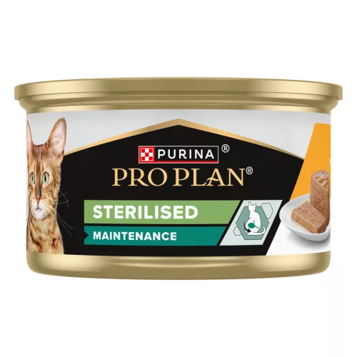 Pro Plan Sterilised Maintenance Hrană umedă pentru pisici adulte, cu pui 85 g